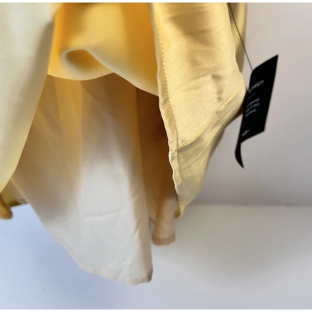 Lulus Cutest Satin Square Neck Mini Golden Yellow Size Small NWT Kentucky Derby - Picture 8 of 10